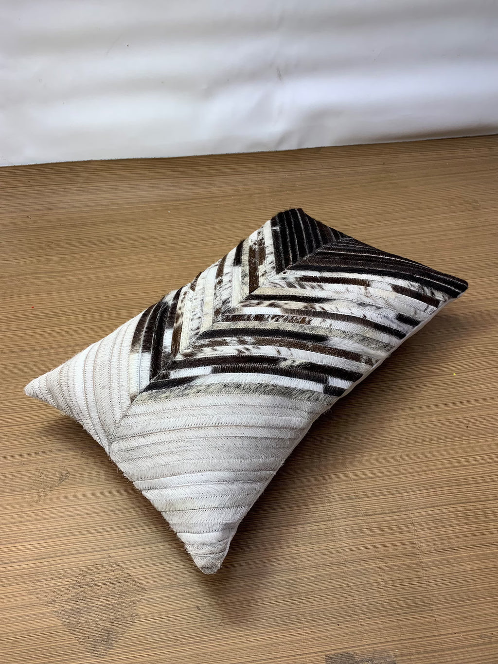 Cowhide Lumbar Pillow Cover: Hair on Hide Leather, Black & White (12x20/14x24)