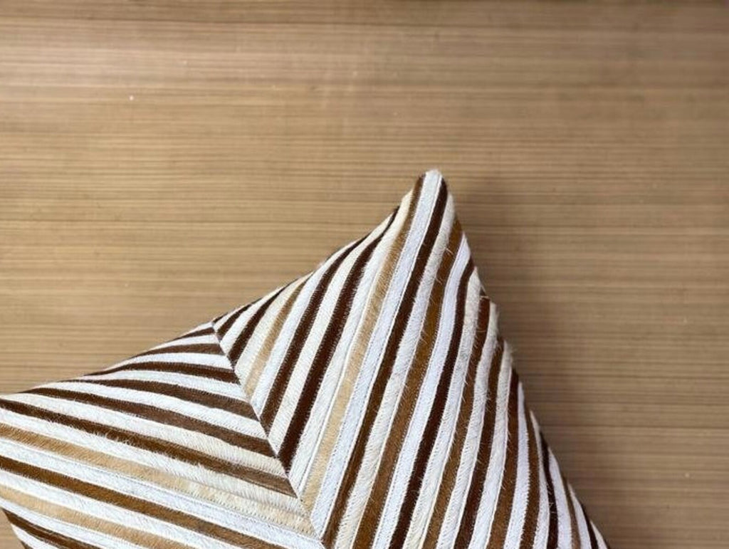 Handmade Cowhide Pillow Cover: Brown & White Hair-On Cushion