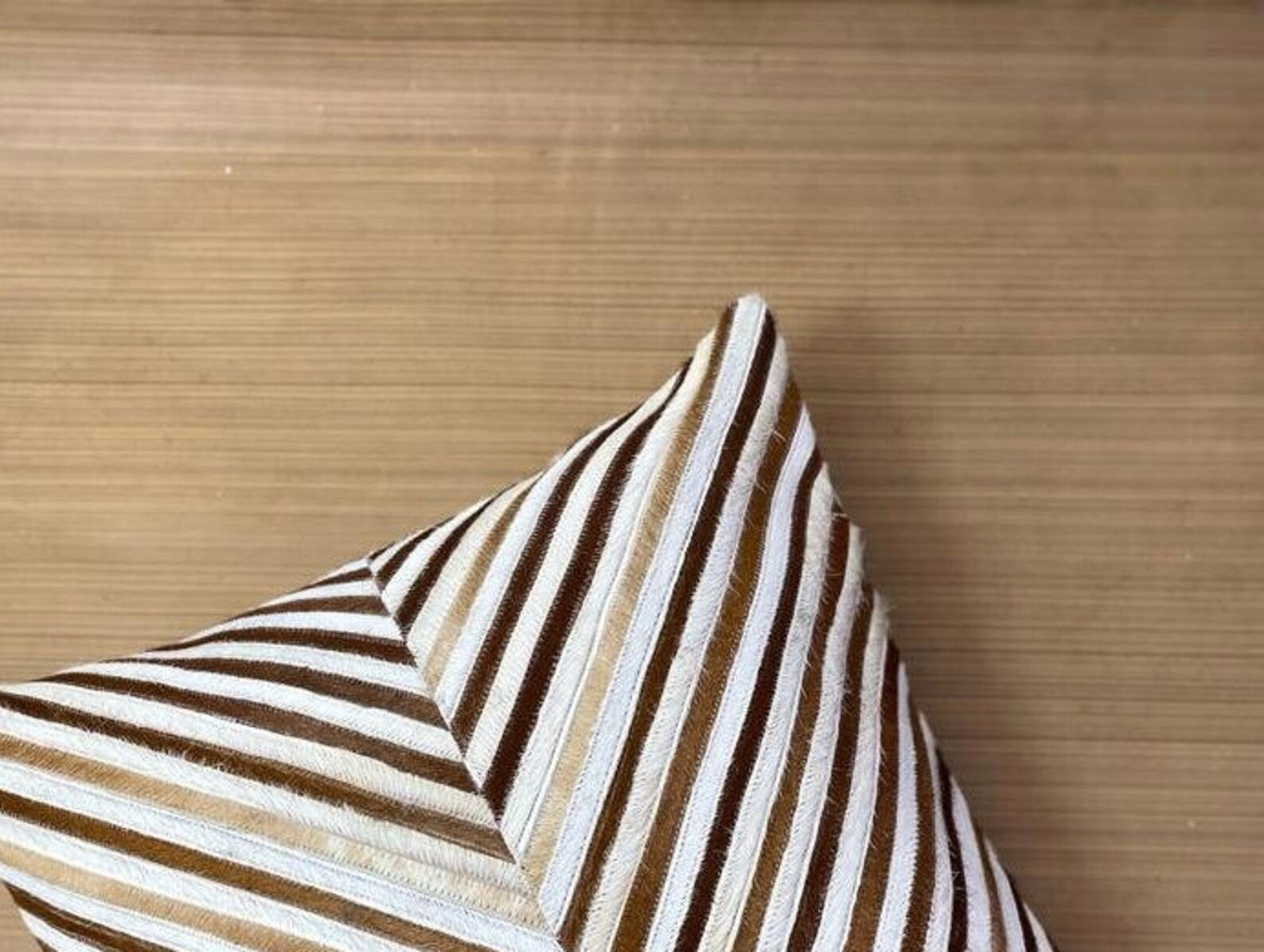 Handmade Cowhide Pillow Cover: Brown & White Hair-On Cushion