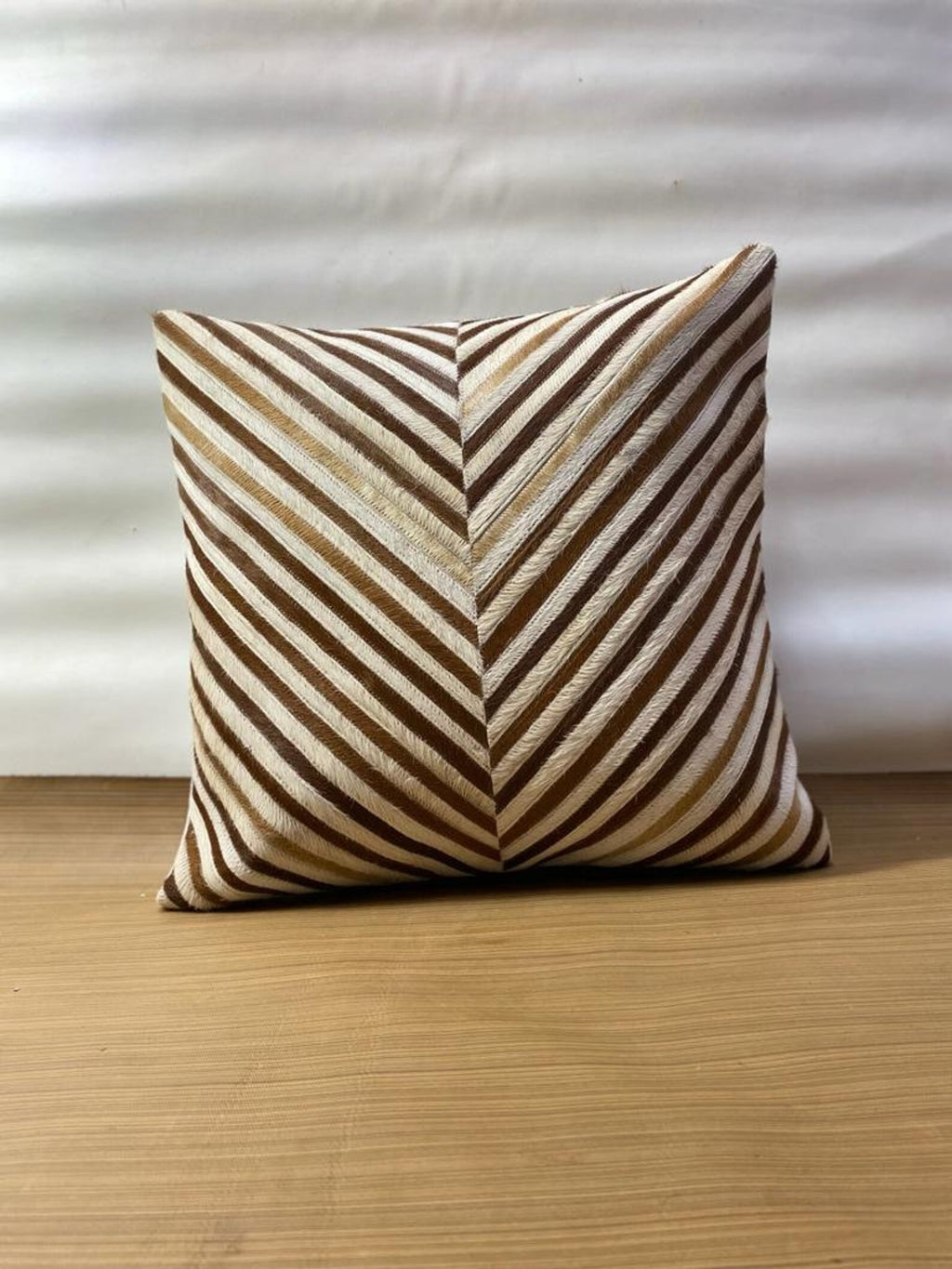 Handmade Cowhide Pillow Cover: Brown & White Hair-On Cushion