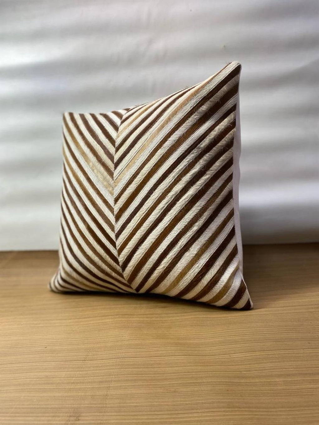Handmade Cowhide Pillow Cover: Brown & White Hair-On Cushion