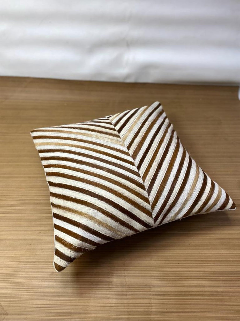 Handmade Cowhide Pillow Cover: Brown & White Hair-On Cushion