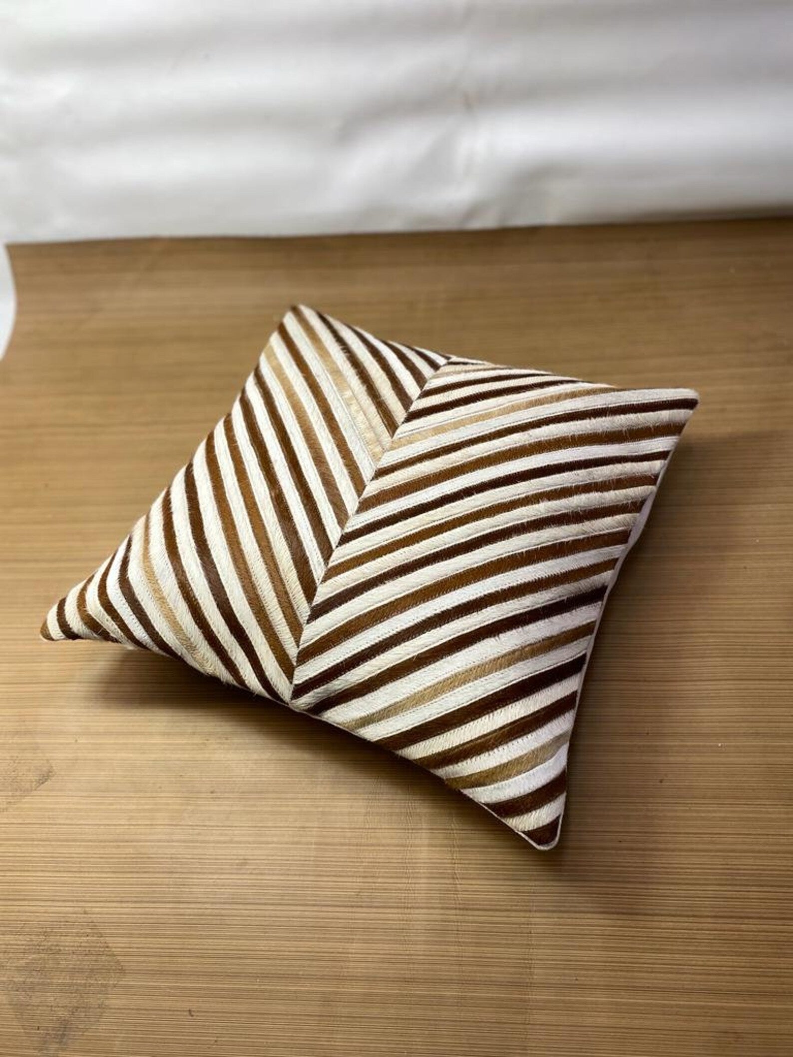 Handmade Cowhide Pillow Cover: Brown & White Hair-On Cushion