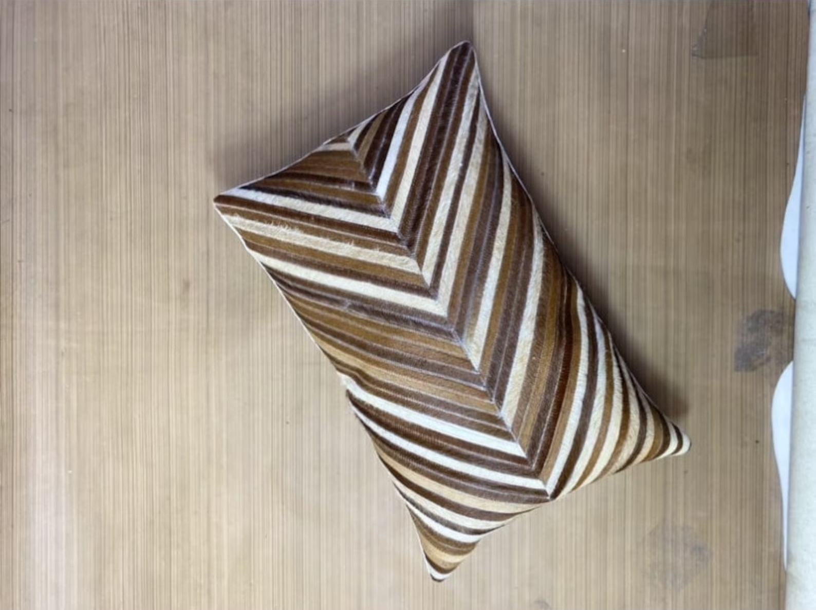 Cowhide Lumbar Pillow Cover: Beige Brown Hair-on-Hide Leather (12x20)