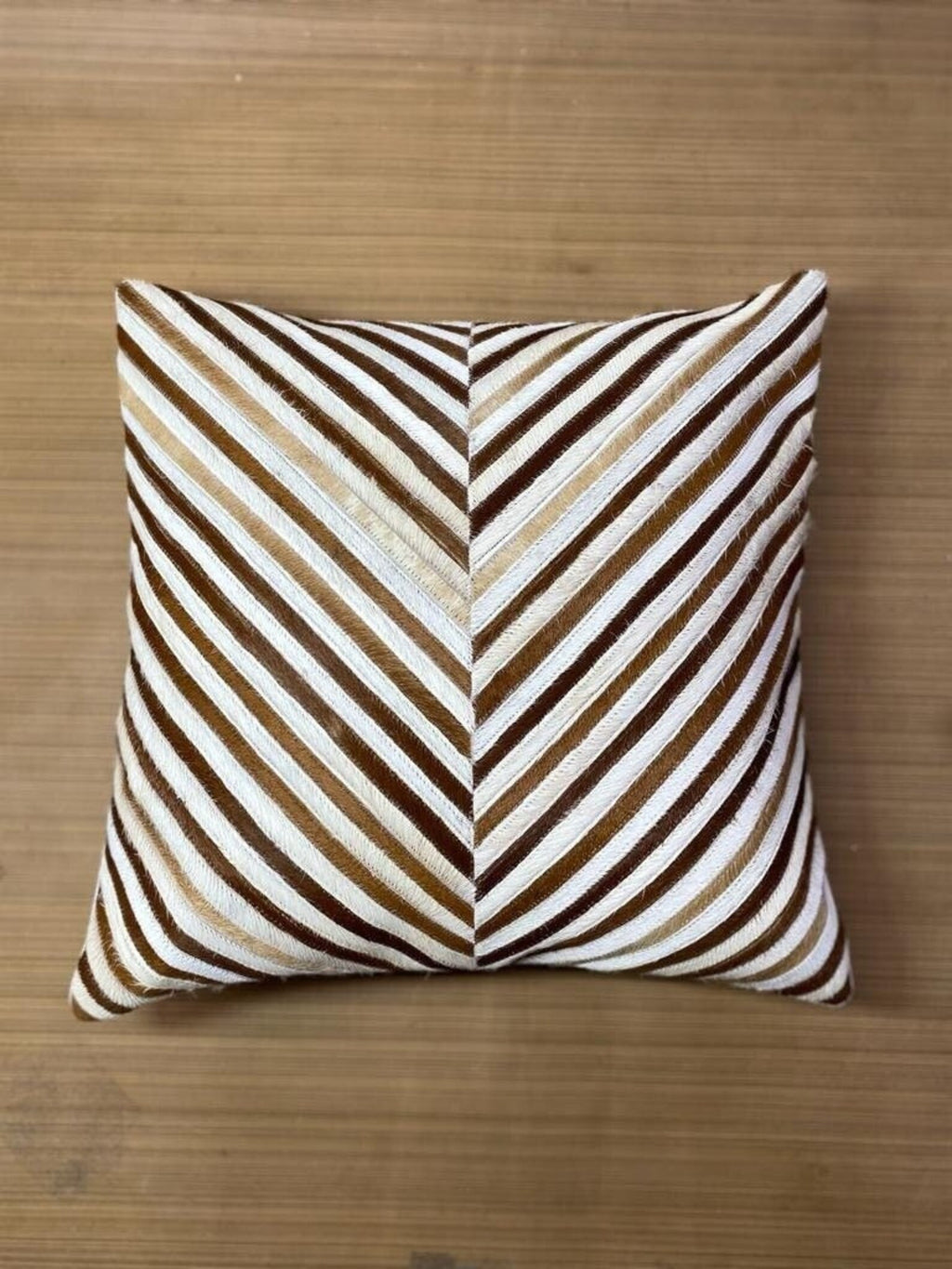 Handmade Cowhide Pillow Cover: Brown & White Hair-On Cushion