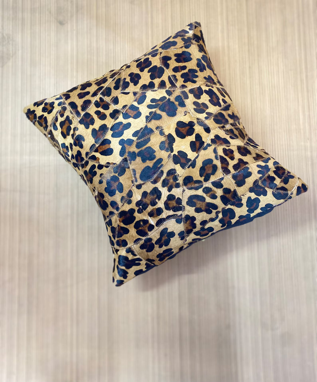 Leopard Print Cowhide Pillow Cover: Handmade Patchwork Cushion