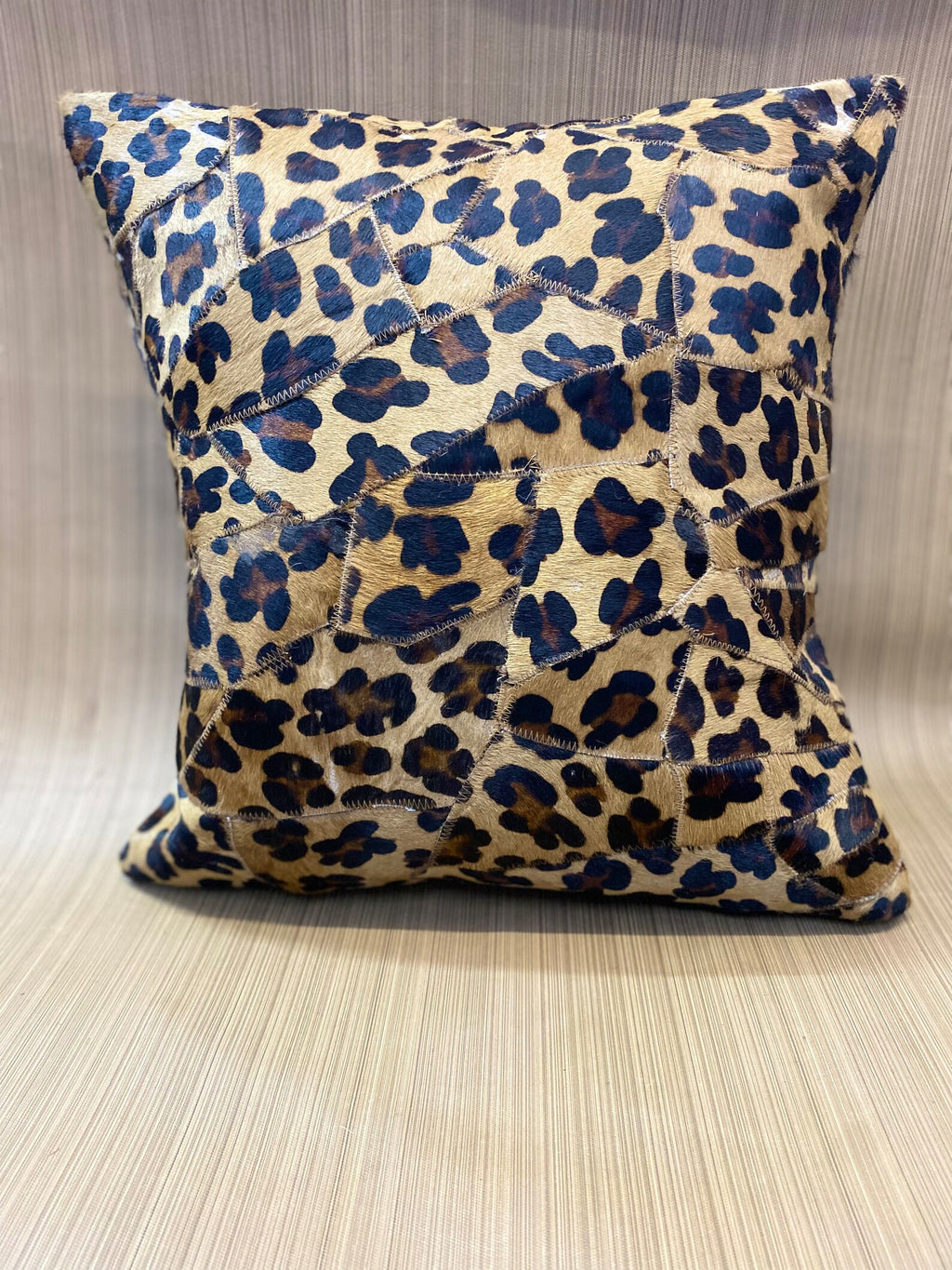 Leopard Print Cowhide Pillow Cover: Handmade Patchwork Cushion
