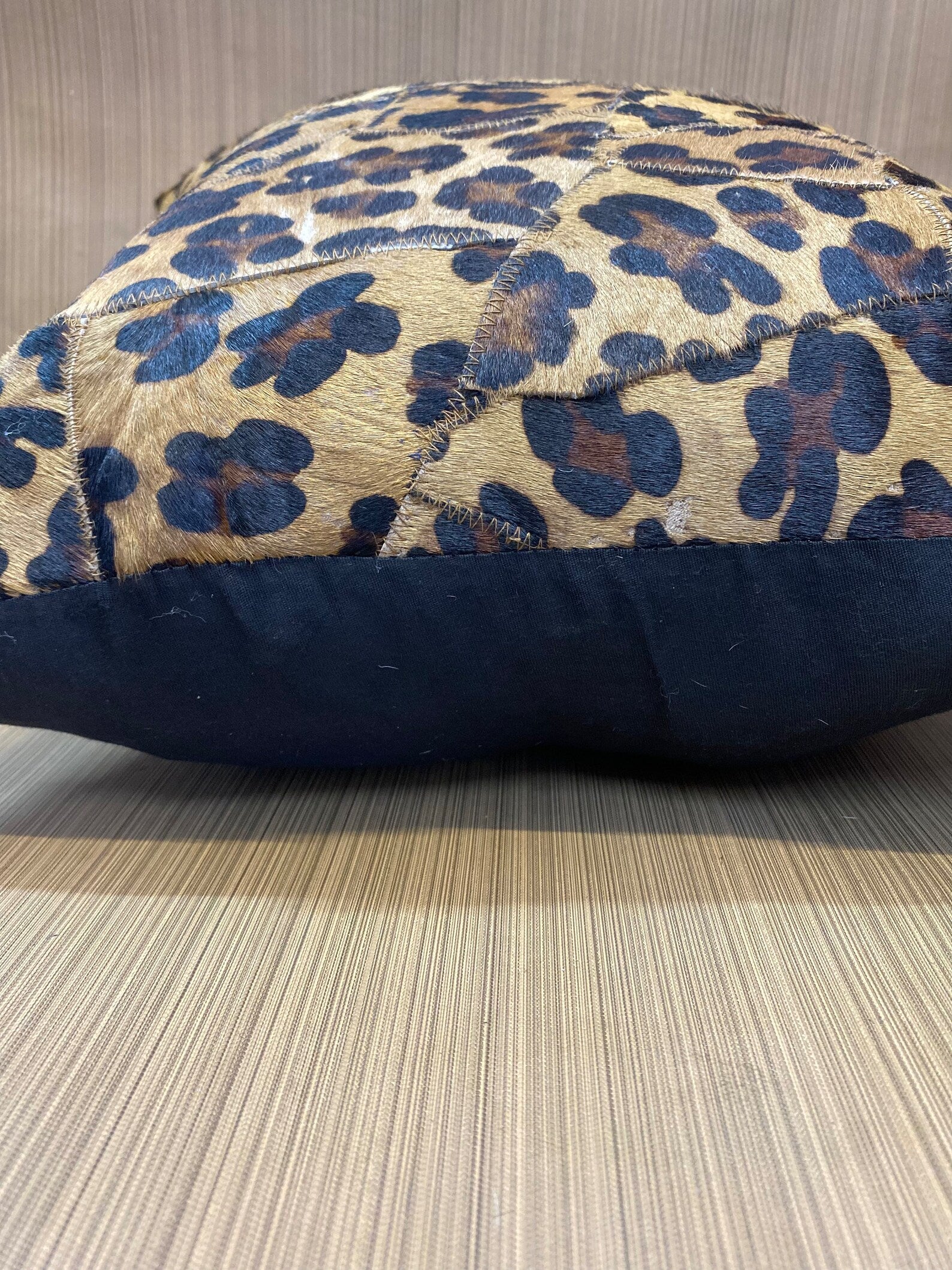 Leopard Print Cowhide Pillow Cover: Handmade Patchwork Cushion