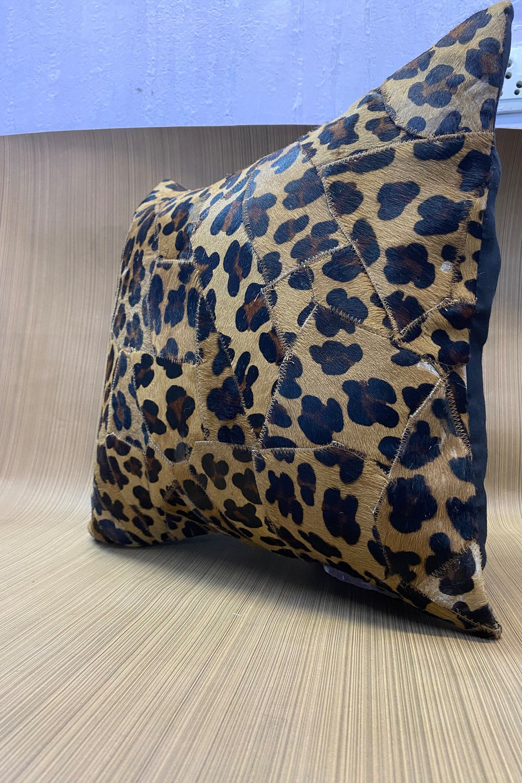 Leopard Print Cowhide Pillow Cover: Handmade Patchwork Cushion
