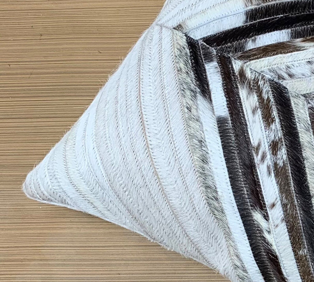 Cowhide Lumbar Pillow Cover: Hair on Hide Leather, Black & White (12x20/14x24)