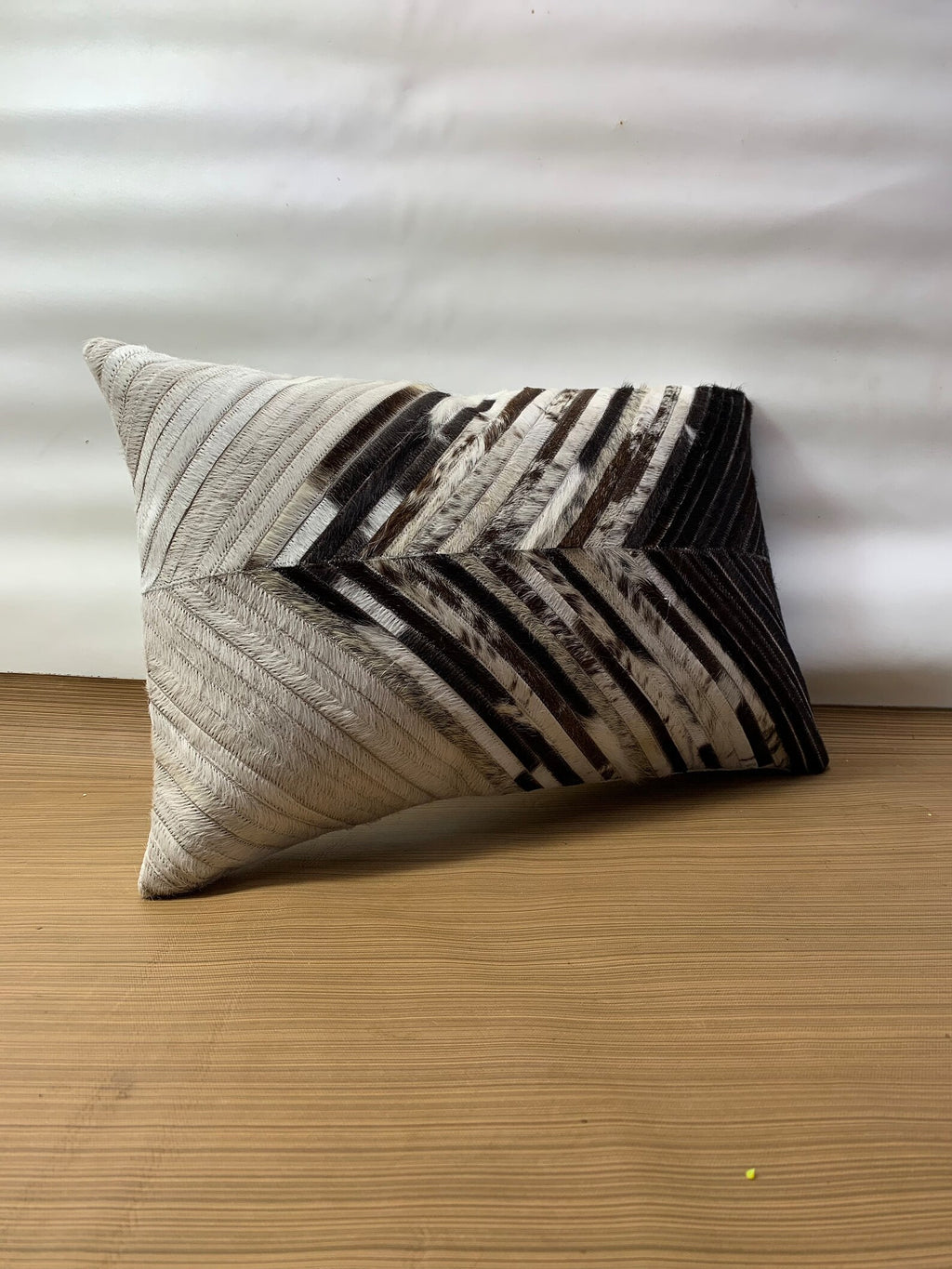 Cowhide Lumbar Pillow Cover: Hair on Hide Leather, Black & White (12x20/14x24)