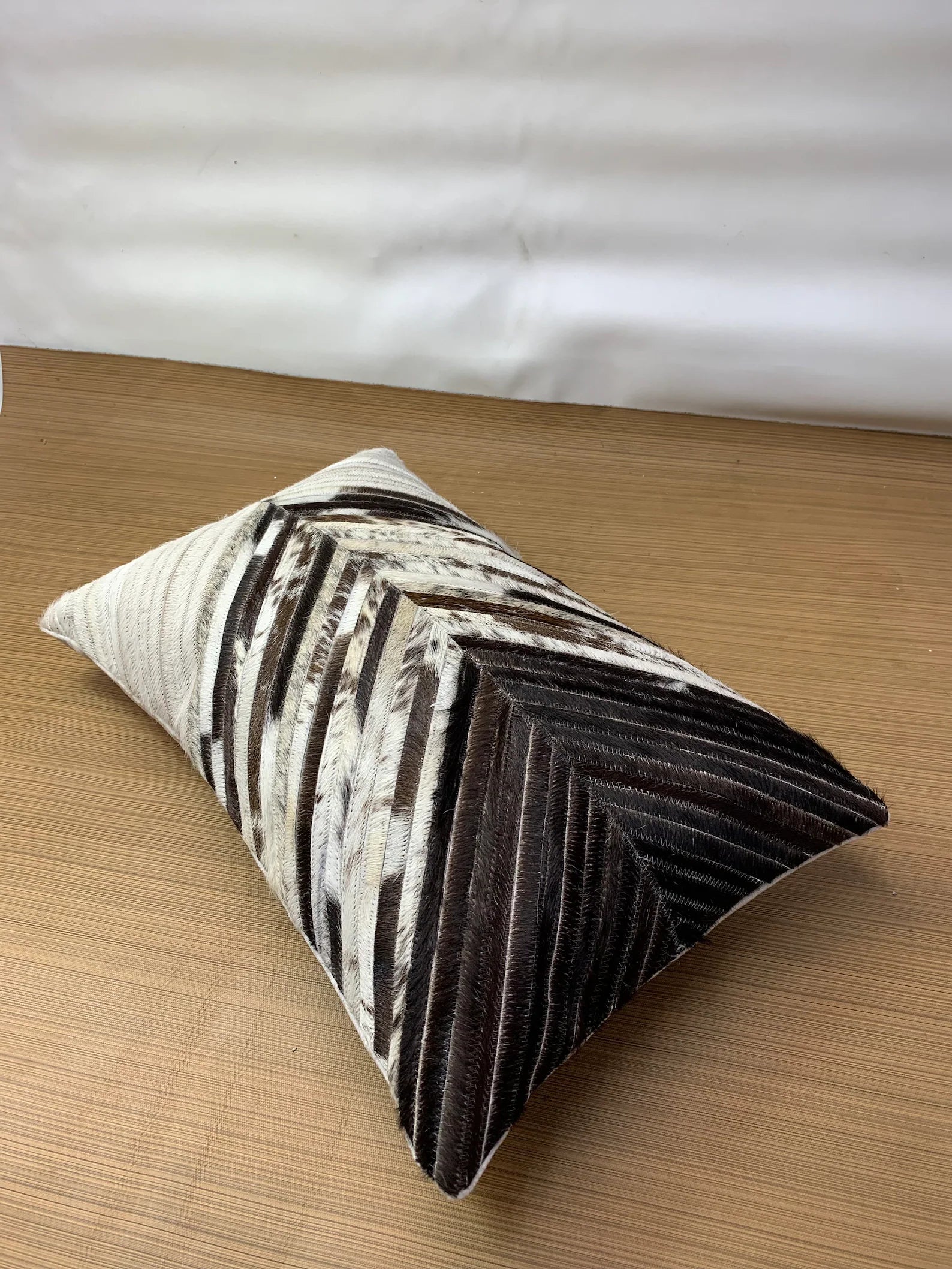 Cowhide Lumbar Pillow Cover: Hair on Hide Leather, Black & White (12x20/14x24)