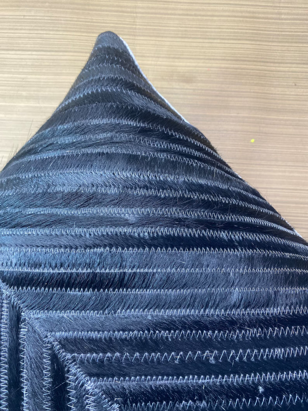 Handmade Black Cowhide Lumbar Pillow Cover: Hair-on-Hide, 12x20/14x24