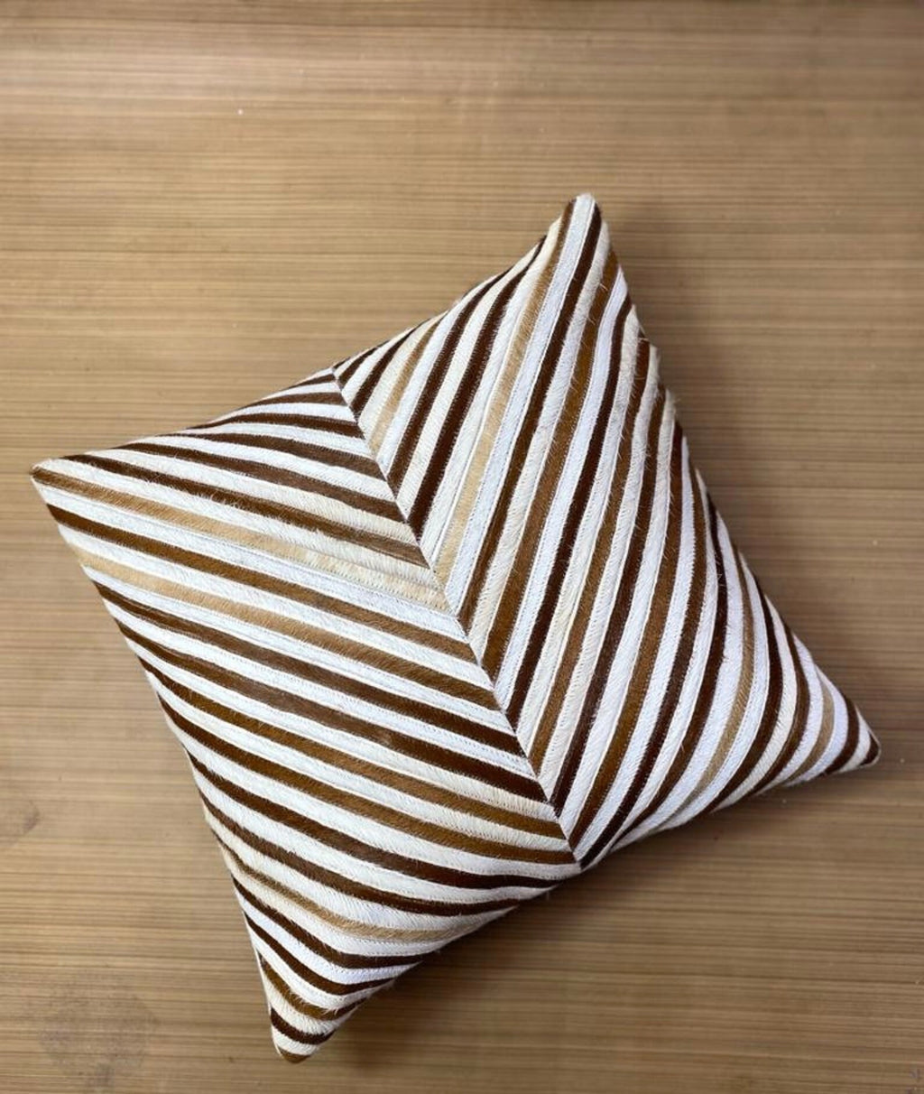Handmade Cowhide Pillow Cover: Brown & White Hair-On Cushion