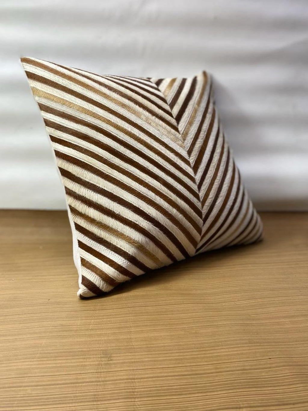 Handmade Cowhide Pillow Cover: Brown & White Hair-On Cushion