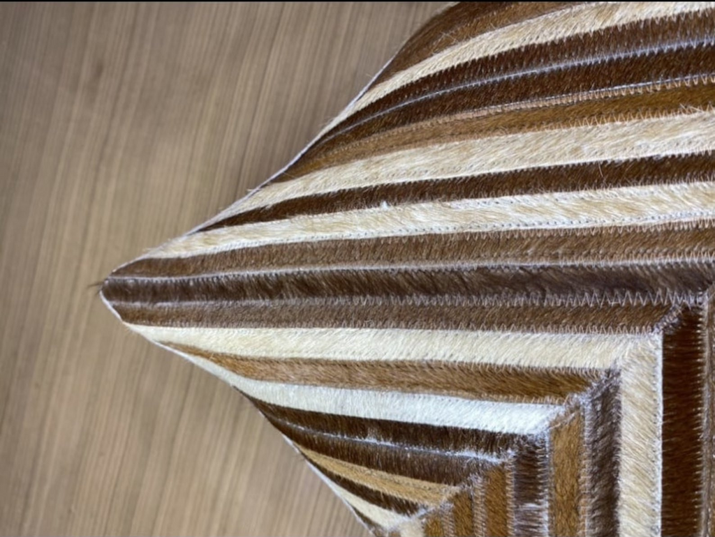 Cowhide Lumbar Pillow Cover: Beige Brown Hair-on-Hide Leather (12x20)