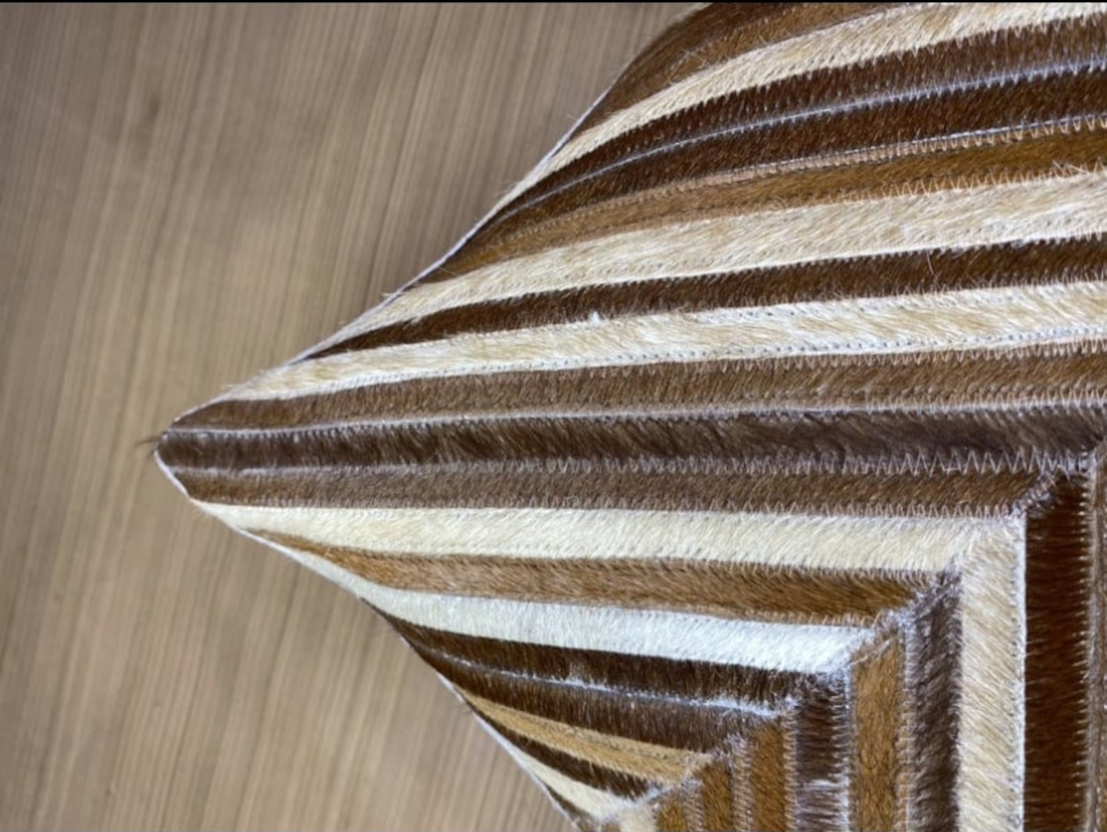 Cowhide Lumbar Pillow Cover: Beige Brown Hair-on-Hide Leather (12x20)