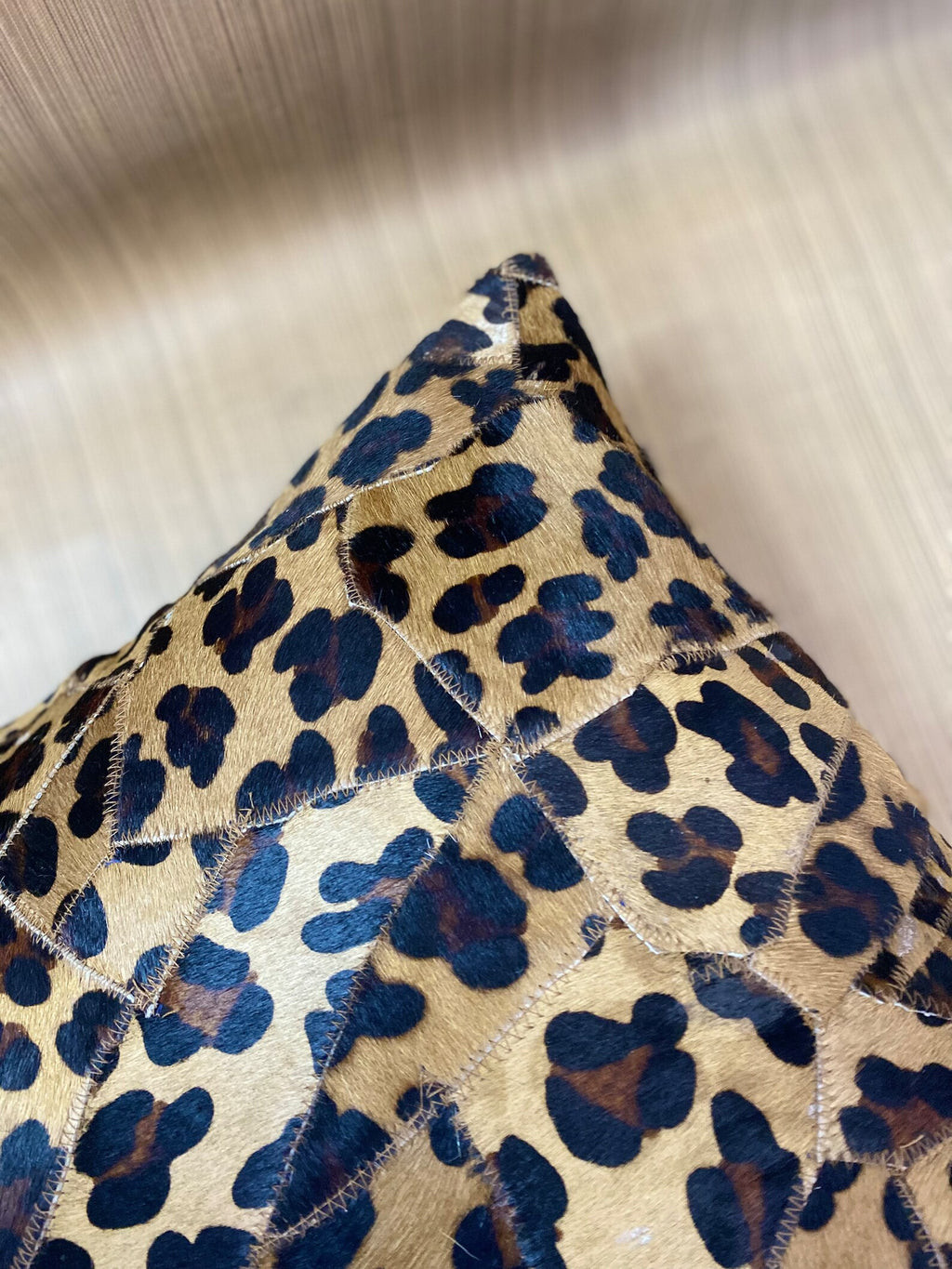 Leopard Print Cowhide Pillow Cover: Handmade Patchwork Cushion
