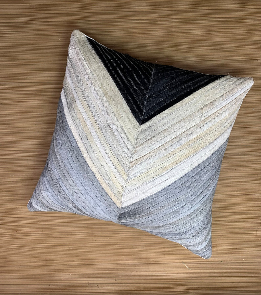 Handmade Cowhide Pillow Cover: Hair On Leather, Patchwork Design