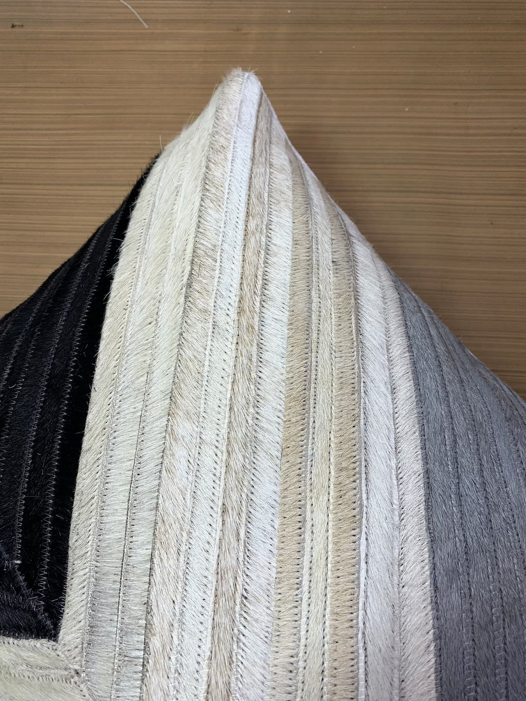 Handmade Cowhide Pillow Cover: Hair On Leather, Patchwork Design