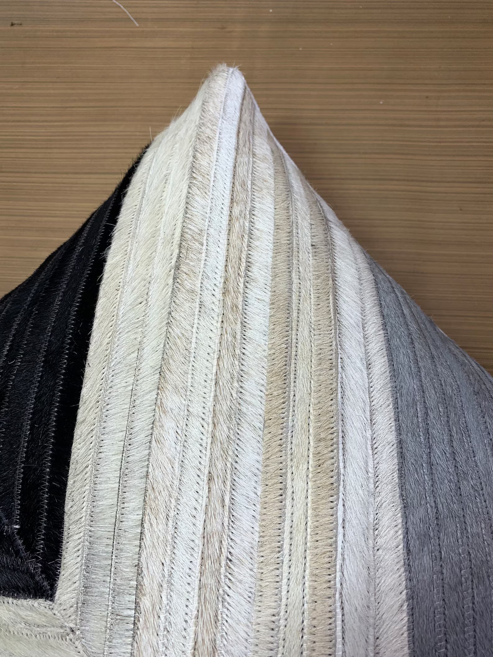 Handmade Cowhide Pillow Cover: Hair On Leather, Patchwork Design