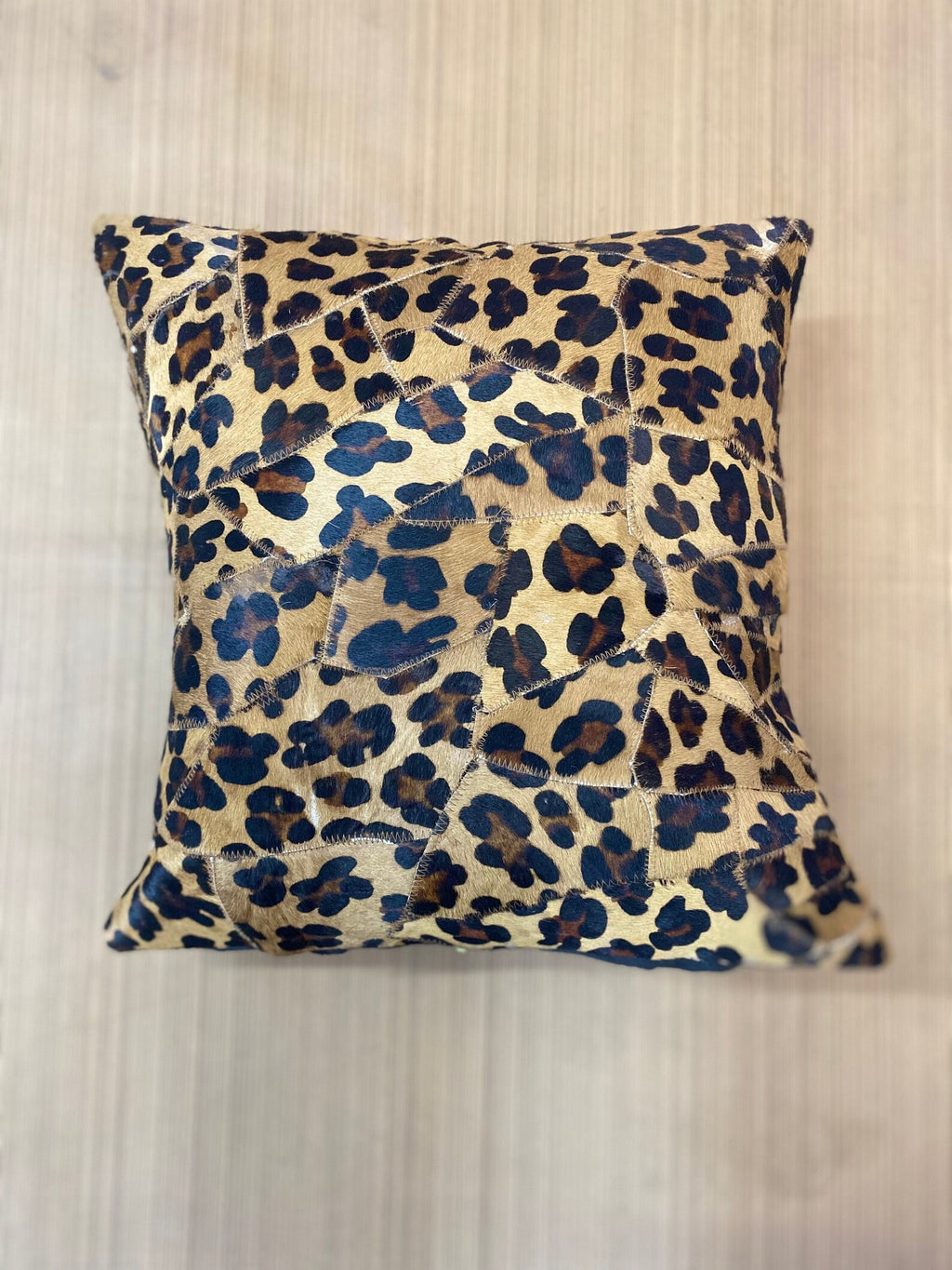 Leopard Print Cowhide Pillow Cover: Handmade Patchwork Cushion