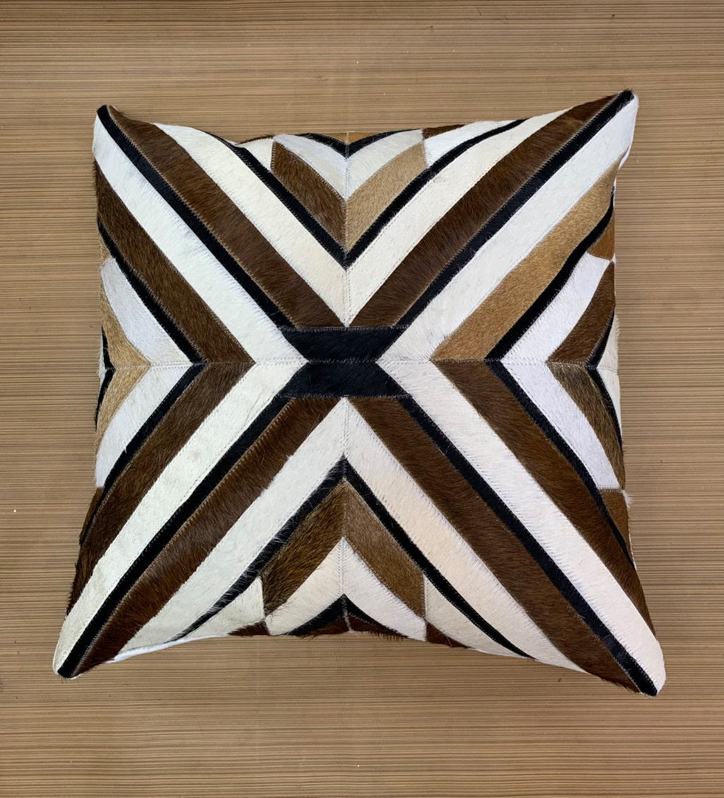 Handmade Cowhide Pillow Cover: Patchwork Hair-On Leather Cushion