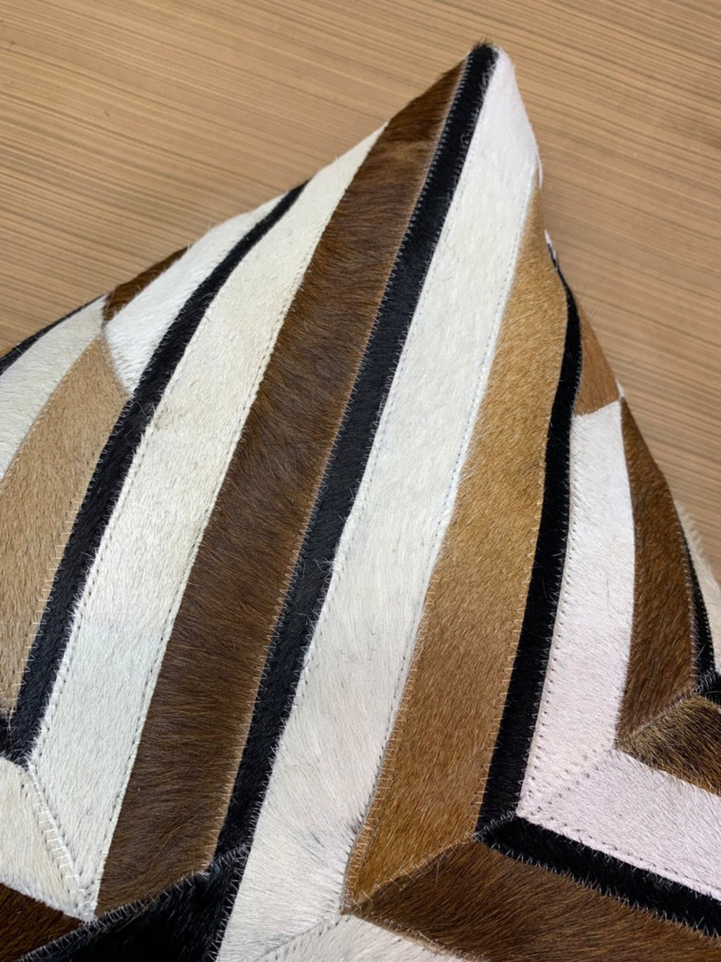 Handmade Cowhide Pillow Cover: Patchwork Hair-On Leather Cushion