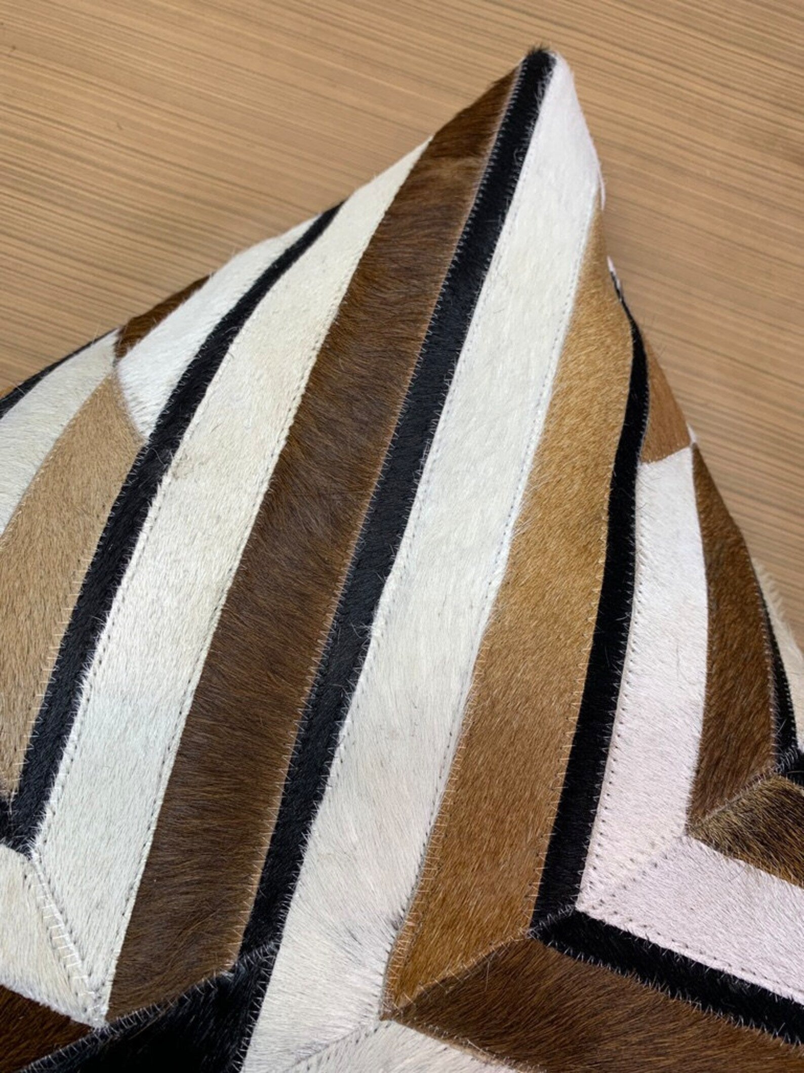 Handmade Cowhide Pillow Cover: Patchwork Hair-On Leather Cushion