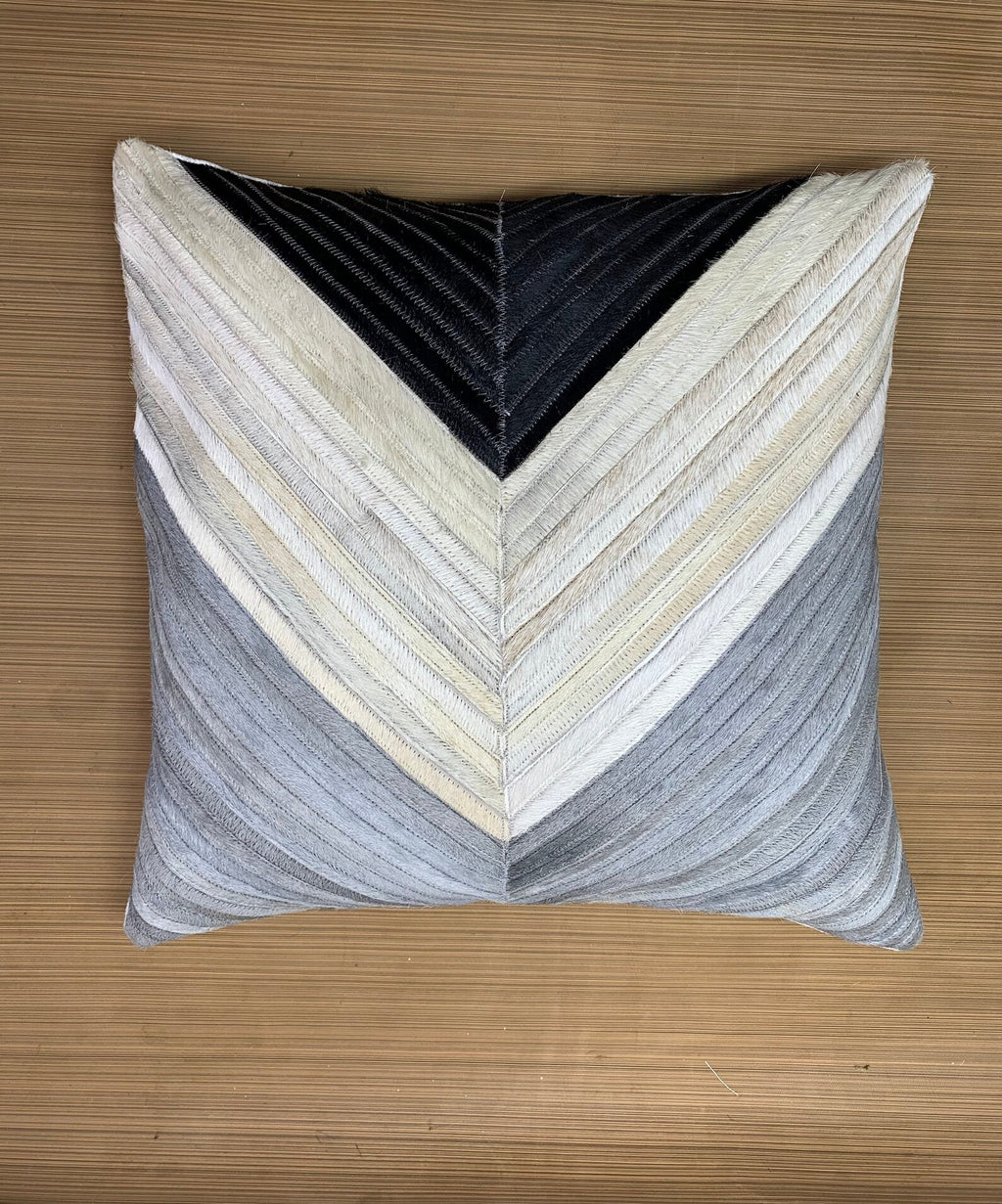 Handmade Cowhide Pillow Cover: Hair On Leather, Patchwork Design