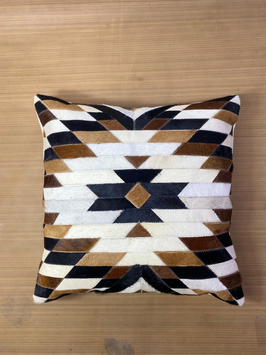 Handmade Cowhide Pillow Cover: Hair On Leather Patchwork Cushion