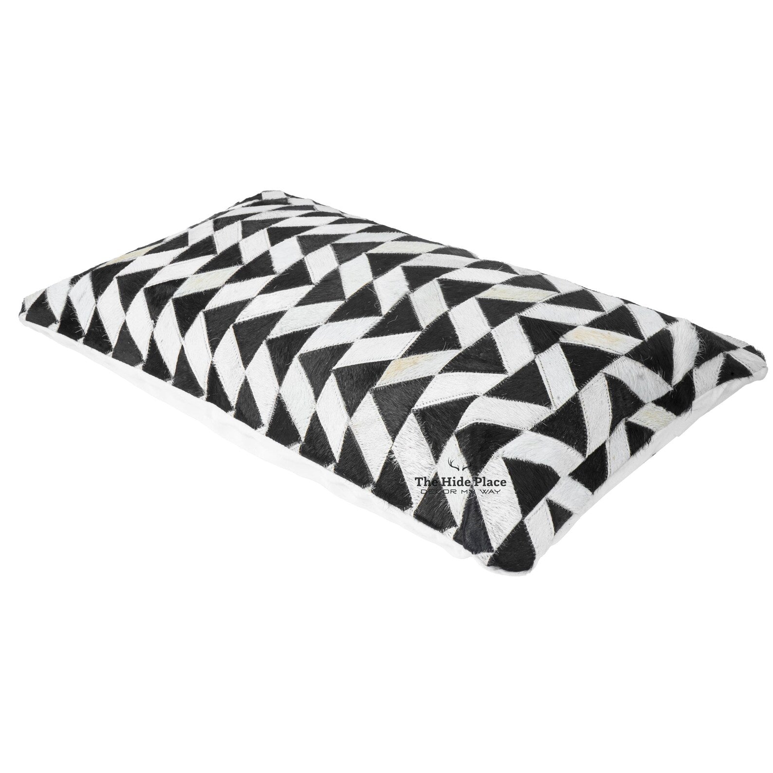 Cowhide Lumbar Pillow Cover: Black & White Hair-on-Hide Leather, 12x20/14x24