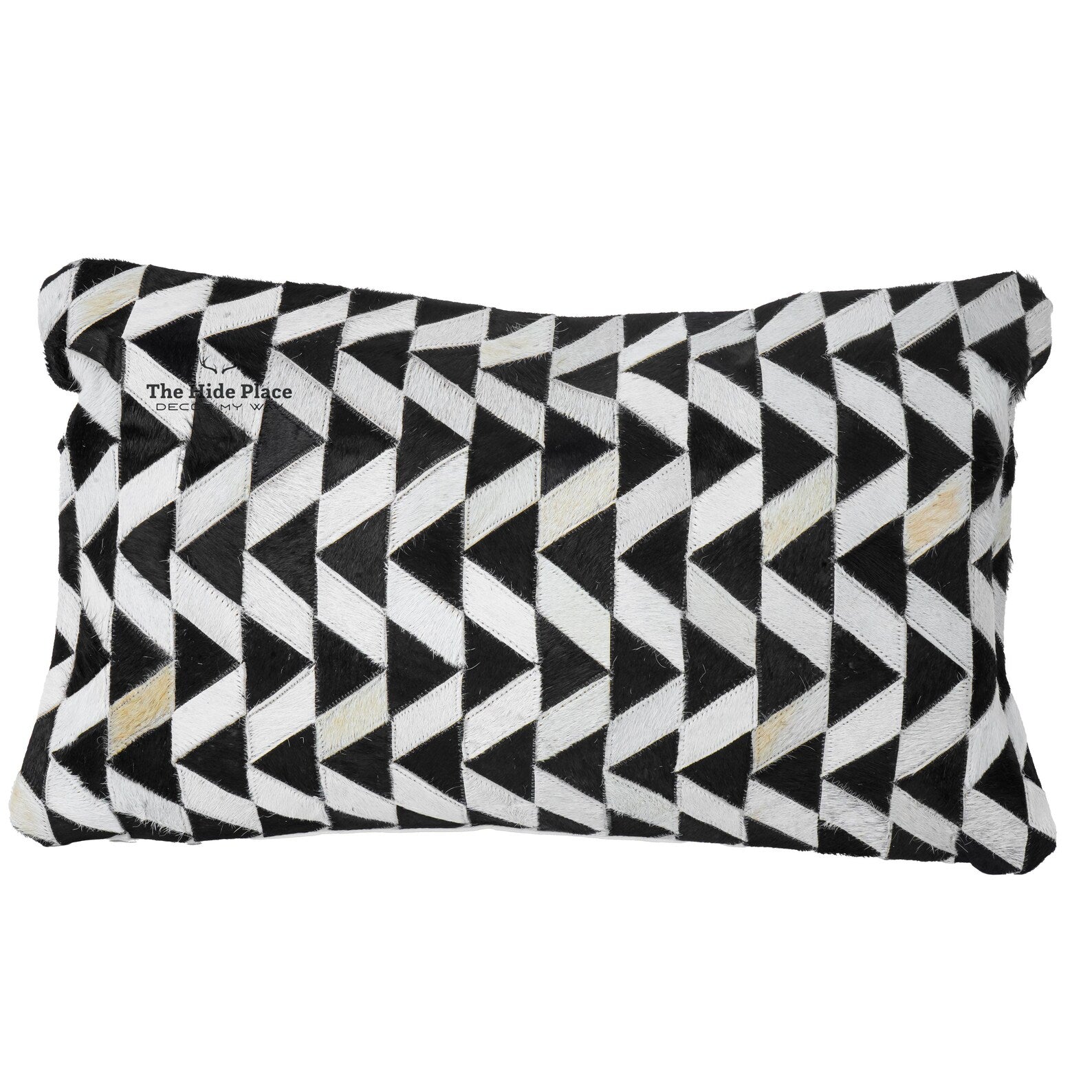 Cowhide Lumbar Pillow Cover: Black & White Hair-on-Hide Leather, 12x20/14x24