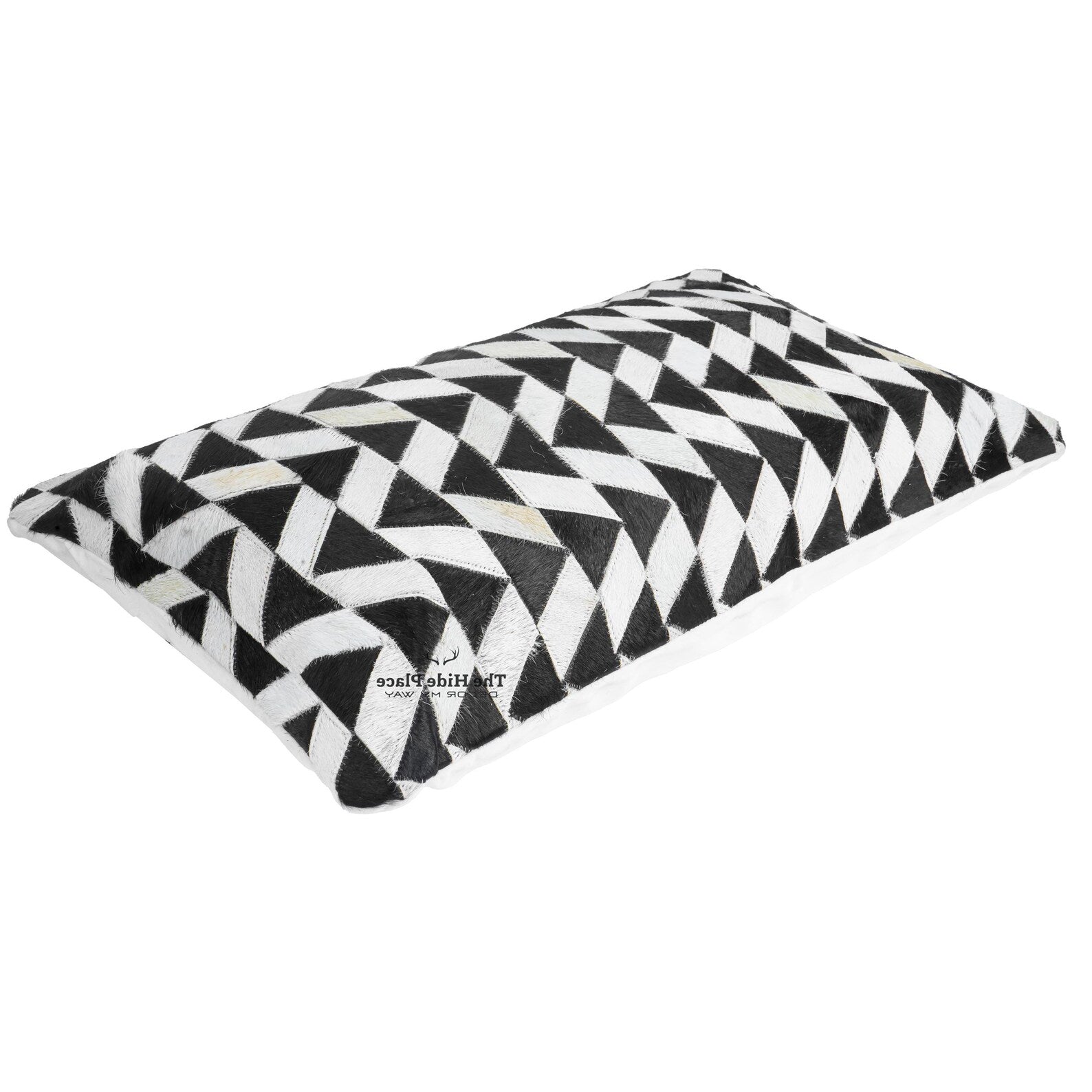 Cowhide Lumbar Pillow Cover: Black & White Hair-on-Hide Leather, 12x20/14x24