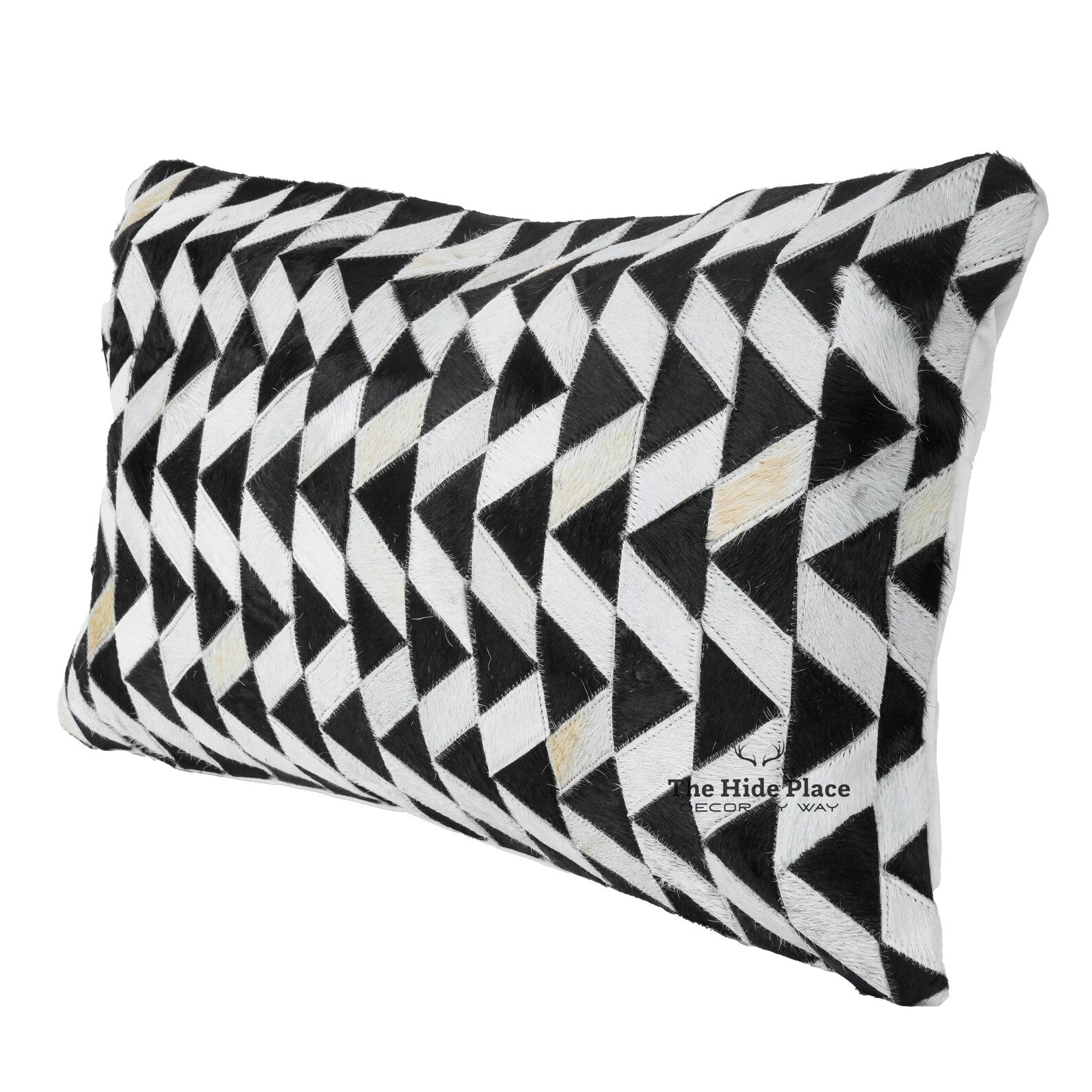 Cowhide Lumbar Pillow Cover: Black & White Hair-on-Hide Leather, 12x20/14x24