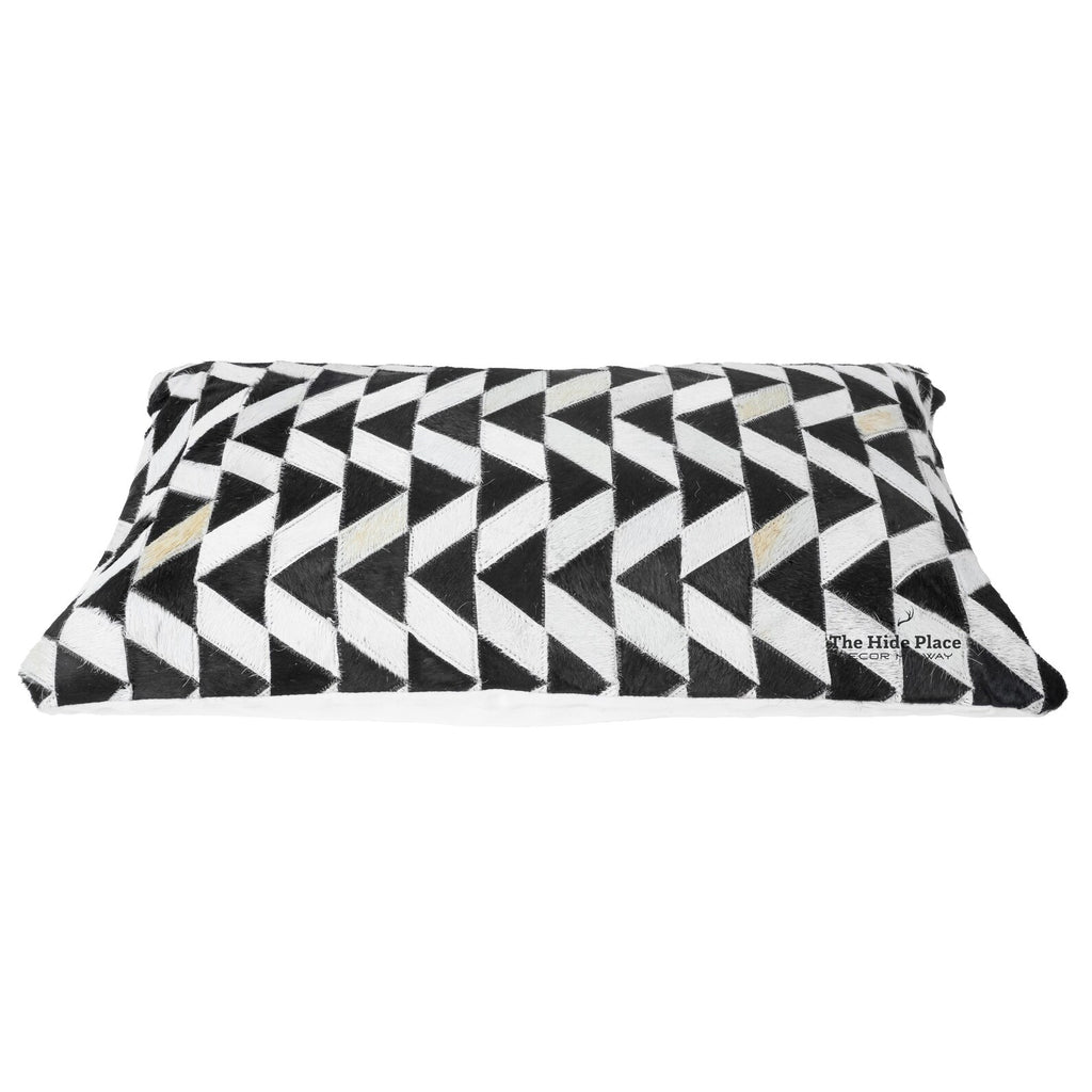 Cowhide Lumbar Pillow Cover: Black & White Hair-on-Hide Leather, 12x20/14x24