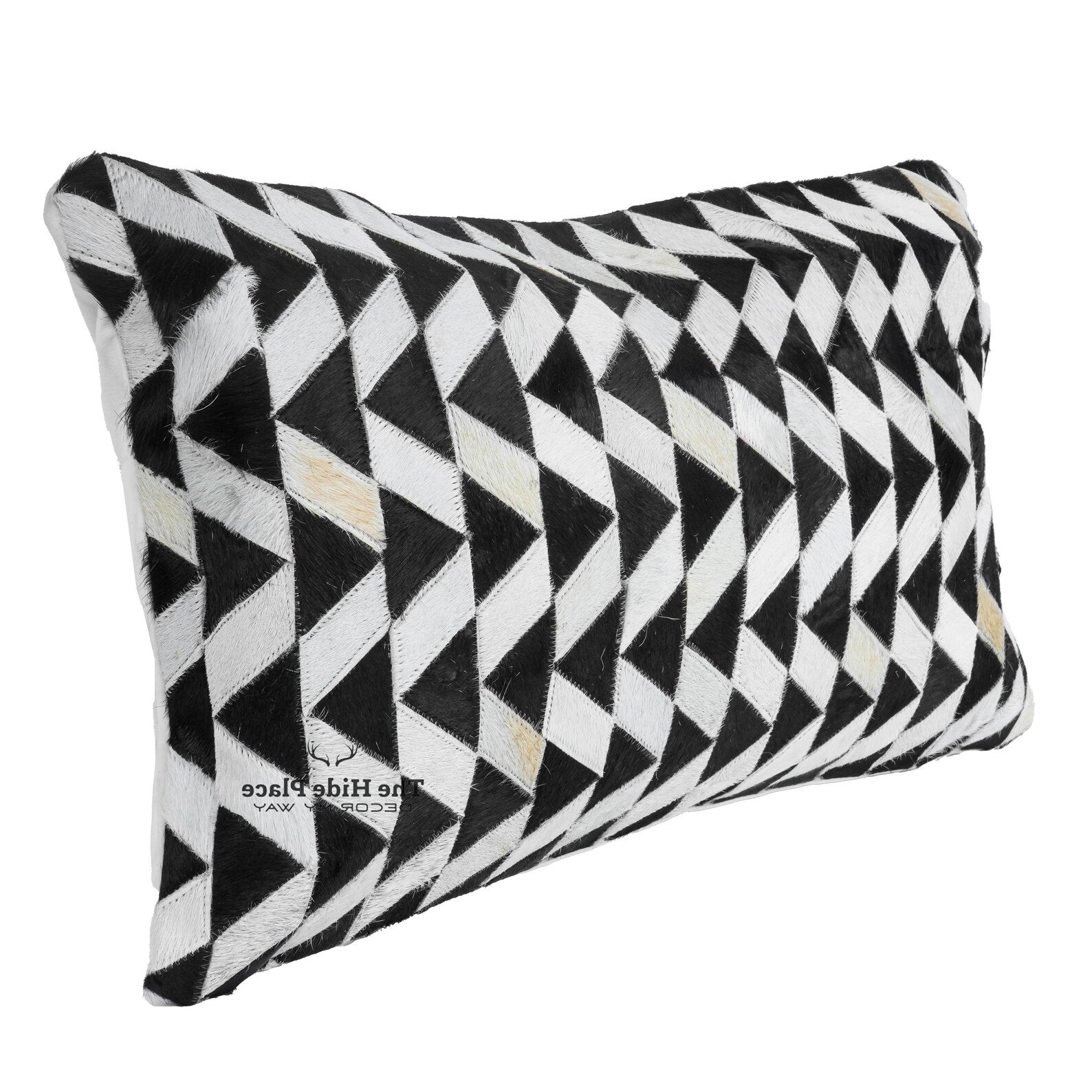 Cowhide Lumbar Pillow Cover: Black & White Hair-on-Hide Leather, 12x20/14x24